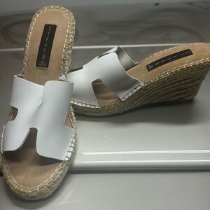 Steven by Steve Madden Eryk white leather wedges
